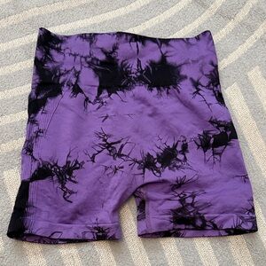 Purple and Black Tie-Dye Shorts